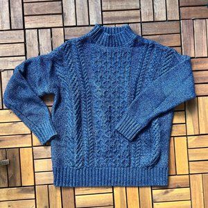 Banana Republic blue cable chunky sweater woman size large classic minimalist
